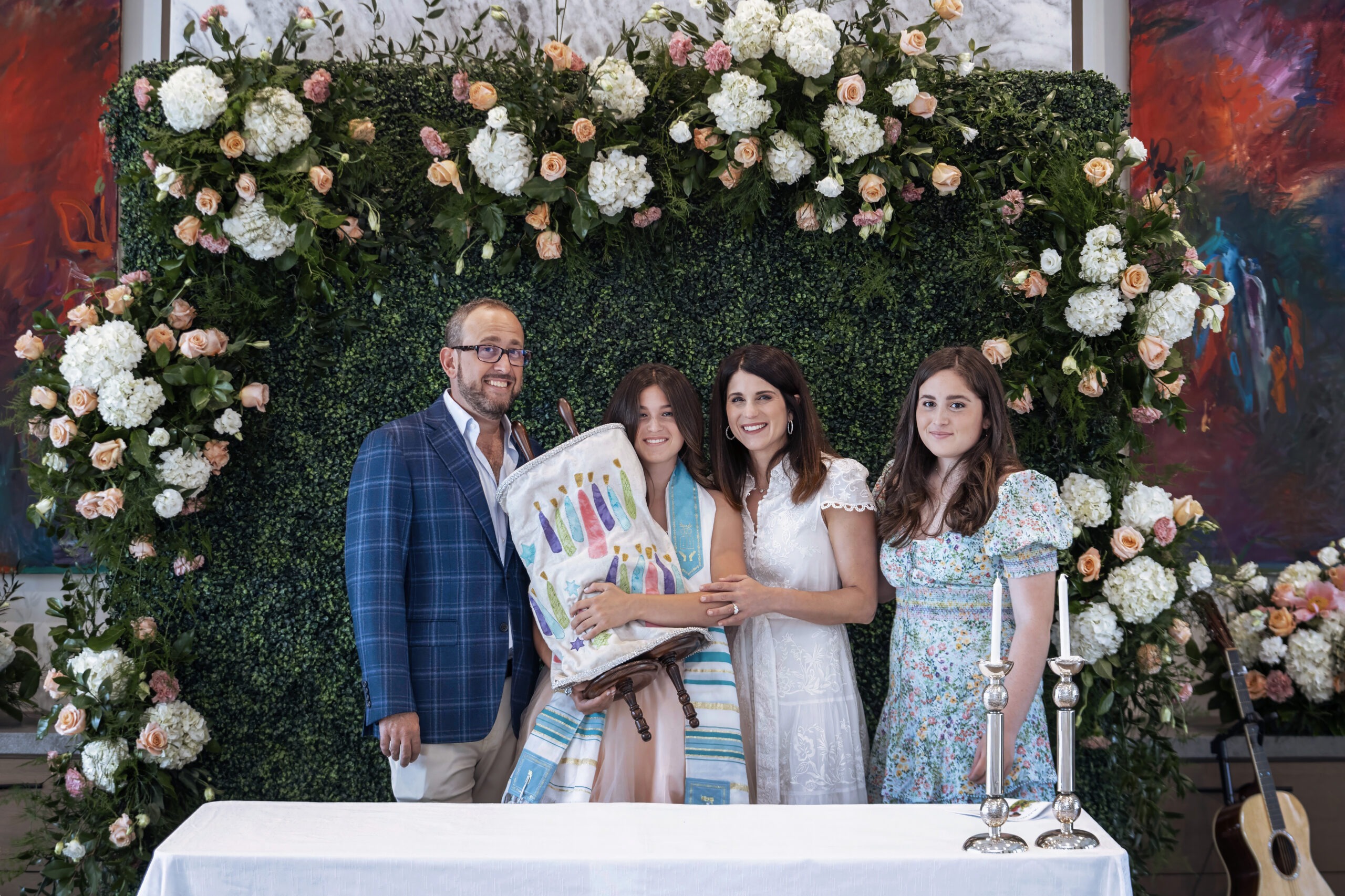 Elegant family portrait during a Bat Mitzvah celebration at a private residence in Old Marsh Country Club, Jupiter, Florida — captured by world-renowned event photographer David Scarola.Bat Mitzvah photographer Palm Beach, Bat Mitzvah photography Jupiter Florida, luxury event photographer, private residence event photography, editorial event photographer, Old Marsh Country Club photographer, elite event photographer, David Scarola Photography, corporate event photography Palm Beach, fine art event photographer, destination event photography, worldwide event coverage